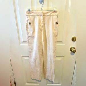 J.Crew factory linen blend high waisted straight leg trousers